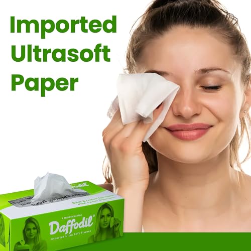 Image of DAFFODIL 2 Ply Facial Tissue Carton (100 Pulls Per Box, 200 Sheets) | Ultra Soft, Strong & Absorbent Face Tissues | Premium Tissue Box for Home, Office, Car & Travel Use