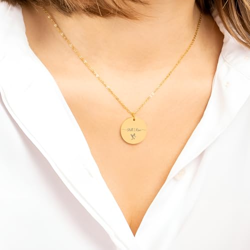 Personalized Still I Rise Necklace | Custom Bird Inspirational Jewelry | Engraved Motivational Strength Gift3