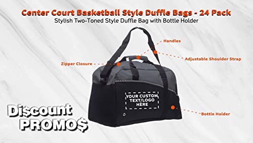 24 Center Court Duffel Bags Set - Customizable Text, Logo - Polyester, Zippered, Front Pocket, Adjustable Strap - Grey3