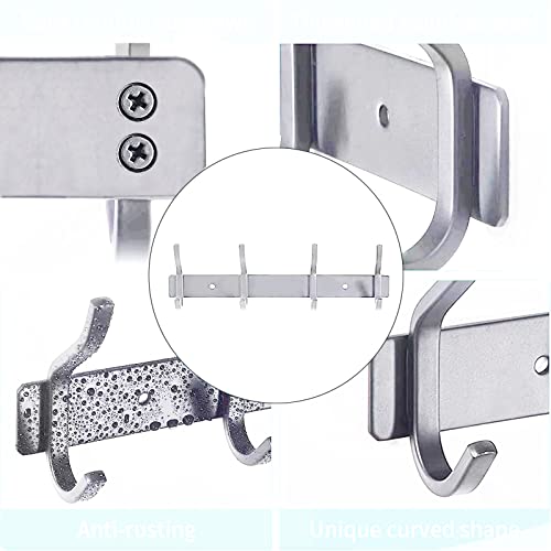 QNIIAED Coat Hooks Wall Mounted,Back of Door Hooks Screw in Metal Heavy Duty Stainless Steel Hanger for Towel,Coat,Robe,Key,Hat,clothes,Bathroom,Bedrooms(Brushed Silver Nickel) - Image 4