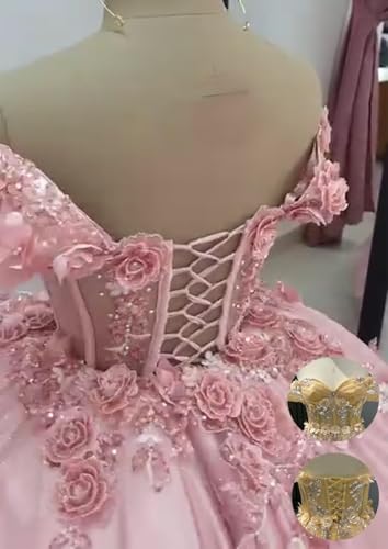 3D Flowers Homecoming Dresses Sparkly Tulle V-Neck Off Shoulder Ball Gown DAMA Short Prom Dress for Quinceanera4