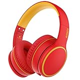 Picture of RORSOU B10 Wireless Bluetooth Over-Ear Headphones, Lightweight Folding Stereo Bass Headset with Mic, 50H Playtime, Volume Control, Bluetooth 5.3 Headphones for iPad/Travel/Tablet/PC (Red)