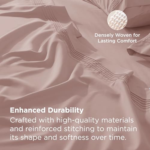Image of Bedsure Deep Pocket Twin Sheets Set - Fits Mattresses Up to 21 Inches Thick -3 Piece GentleSoft Bed Sheets, Moisture Wicking, Soft & Cooling Bedsheet & Pillowcases, Easy & Secure Fit, Dusty Pink