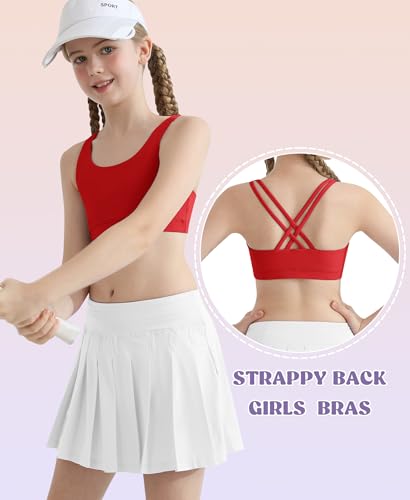 Training Bras for Girls Sports Bra Yoga Strappy Scoop Neck Racerback for Teens Kids Padded Comfort Dance Crop Top2