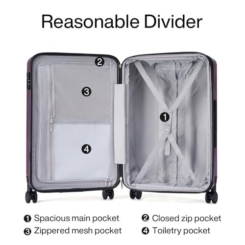Image of Hanke Expandable Hardshell Luggage Sets 3 piece Carry On Luggage with Wheels Suitcases Lightweight Checked Tsa Luggage Rolling Large Suitcase Travel Luggage Bag Woman Men 20 /24 /29 Inch(Purple)
