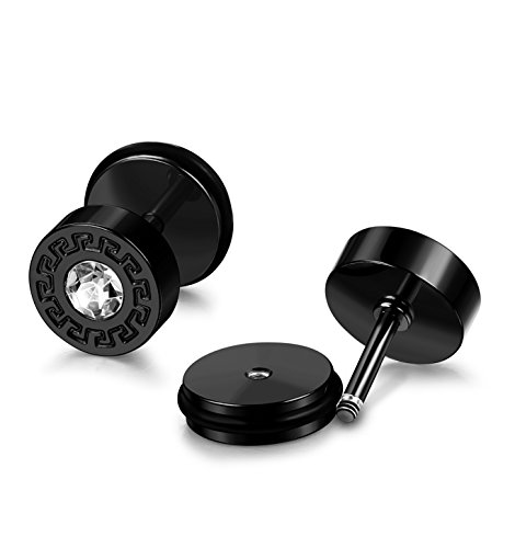 FIBO STEEL 3-4 Pairs Stainless Steel Mens Stud Earrings for Men Women Ear Piercing Plugs Tunnel3