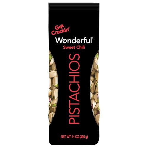 Wonderful Pistachios In Shell, Sweet Chili Flavored Nuts, 14 Ounce Bag, Protein Snacks, Gluten Free, Healthy Snack