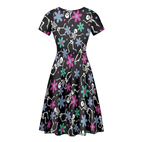 Image of AFPANQZ Womens Casual Summer Lightweight Vintage Dress Short Sleeve Midi Dress Knee-Long Luxury Formal Dress