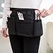 MyGift Professional Black Salon Apron, Makeup Artist Cosmetic Canvas Waist Apron, Multiple Pocket Brush Bag Organizer