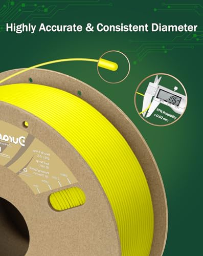 Image of DURAMIC 3D PLA Filament Basic for 3D Printer Neatly Wound Easy Printing | 3D Printing Filament 1.75mm, Dimensional Accuracy + /- 0.02 mm, Fit Most FDM 3D Printers 1KG PLA Bright Yellow
