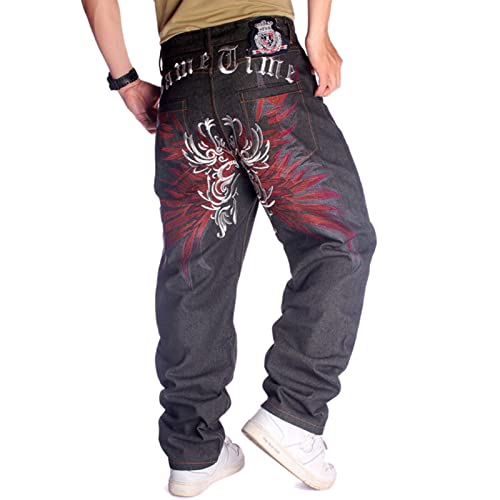 Men's Baggy Jeans Y2k Loose Fit Balck Embroidery Skater Jeans Hip Hop Denim Pants Trousers2