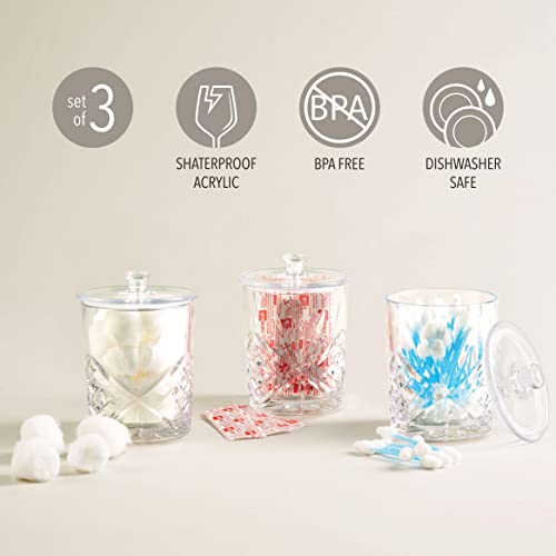 Godinger Storage Jars with Lids Set, Canister Set, Apothecary Jars, Candy Jar, Coffee Canister, Qtip Holder, Bathroom Accessories, Kitchen Accessories, Shatterproof Acrylic - 11oz., Set of 3 - Image 3