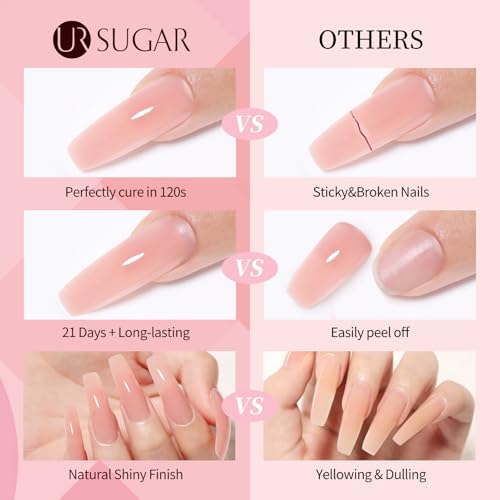 UR SUGAR Poly Gel Nägel Set, Nagelverlängerung Builder Gels Kit 6 Farben Polygel Farben Tube set mit Base Top Coat Slip Lösung Builder Natur Rosa Nude Pink Extension Gel Maniküre Sets DIY at Home