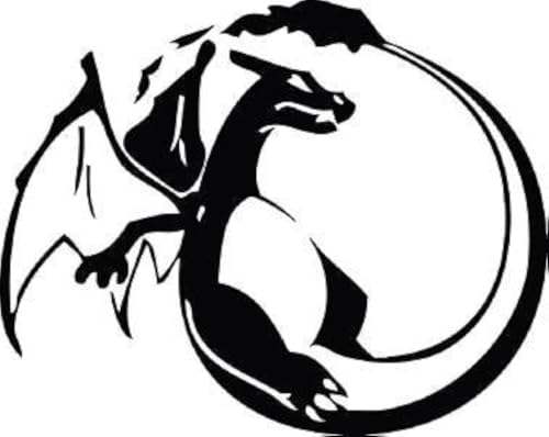 Charizard Flying - Vinyl 5' Tall (Color: Black) Decal Laptop Tablet Skateboard car Windows...
