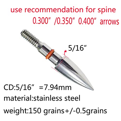 Image of 100 /125 /150 /200 /300 Grains Archery Field Points Practice Field Tips, Archery Target Practice Hunting Arrow Tip for Recurve, Compound Bow Crossbow, Stainless Steel Screw in Broadheads