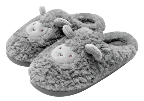 Animal Slippers for Women Cute Cartoon Sheep Cozy Winter Plush Soft Adult Home Cotton Slippers Indoor Outdoor Shoes
