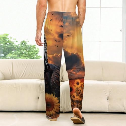 Sunflower Bald Eagle Unisex Pajama Pants Soft Sleep Bottoms Lounge Pants Trousers Homewear Sleepwear2