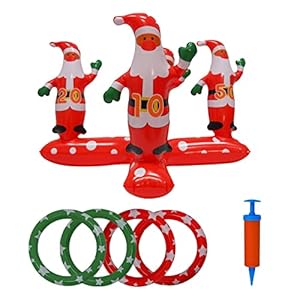 2 Pcs Opblaasbaar Toss spel, Opblaasbare Kerstman Kerstspellen voor gezinnen, Vakantie Toss Party Game Benodigdheden Gunsten Geschenken Lencyotool