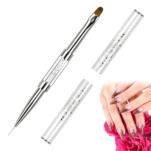 QEXUJOW Cepillos para uñas,Un paquete único que contiene pinceles de uñas de gel de doble cara, un pincel de línea fina 2 en 1 para dibujar líneas largas, detalles finos y patrones intrincados.