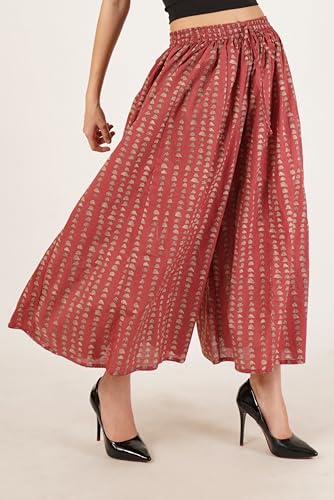 Image of COTLAND Fashions Jaipuri Cotton Printed Flared Palazzo Pants for Women