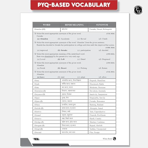 Image of PW White Book of English Vocabulary June 2025 Edition By Bhragu Sir For SSC CGL, CHSL, MTS, CPO, GD, Banking, Defence, Teaching & Other Competitive Exams (Bilingual) [Paperback] Bhragu Kulshrestha