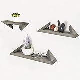 MyGift Wall-Mounted Rustic-Modern Gray Wood Floating Ledge Shelves, Set of 3