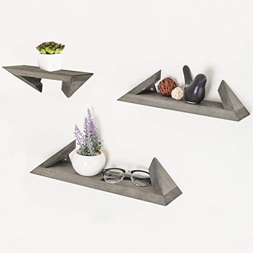MyGift Wall-Mounted Rustic-Modern Gray Wood Floating Ledge Shelves, Set of 3