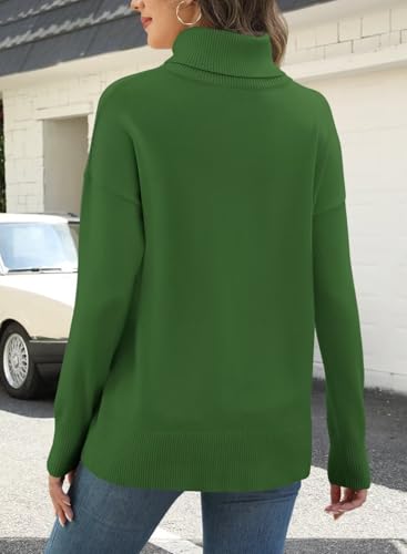 Image of ANFTFH Womens Turtleneck Sweater 2025 Ribbed Knit Top Pullover Sweaters