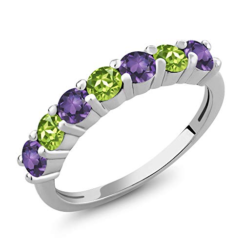 Gem Stone King 925 Sterling Silver Customized and Personalized 7 Round Gemstone Birthstone Wedding Engagement Solitaire Anniversary Promise Ring For Women3