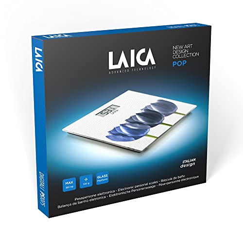 Laica PS1075W Elektronische Personenwaage, Blaue Blumen/Weißer Hintergrund – Ansicht 3