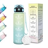 Motswedi Borraccia 500 ml, Senza BPA, Bottiglia Plastica, a prova di perdite, Borraccia Bambina, Adatta a Bevande Gassate, Bottiglia Ideale per Yoga, Scuola, Attività All'aperto - Beige Azzurro
