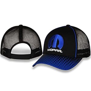 Checkered Flag Sports Black and Blue Mopar Diamond Brim Cool and Dry Mesh Back with Velcro ClosureHat/Cap