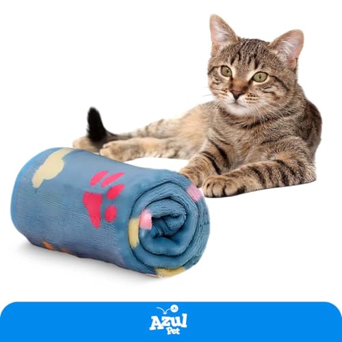 Cobertor Ultrasoft para Cães, 80 cm x 90 cm, Azul com Estampa
