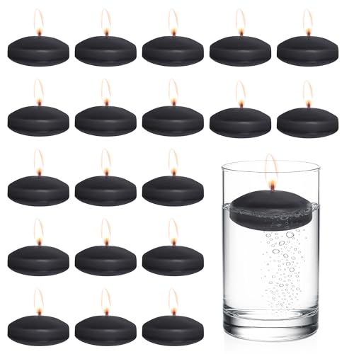 20 Pcs Floating Candles Centerpieces 2 Inch Unscented Floating Candles Small Decoration for Valentines Day (2 Inch Black)