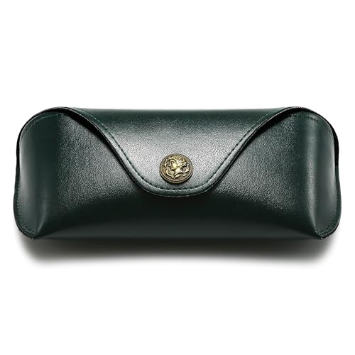 SUNGAIT Sunglasses Case for Men Women: Portable Leather Eyeglasses Case Hard Shell - Slim Case for Multiple Sunglasses (Green)