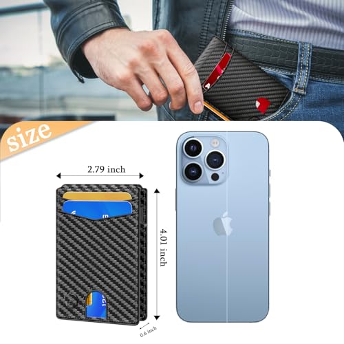 Wallet for Men with Money Clip, Mens Minimalist Wallet 5-8 Cards, Slim Compact Wallet with Money Clip & ID Window, Pop Up Card Wallet, Metal Aluminum Credit Card Holder Bifold Wallet (Carbon)4