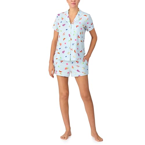Image of kate spade new york Short Sleeve Brushed Jersey Notch Boxer Pajama Set