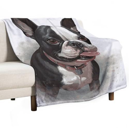 Couverture flanelle douce motif Boston Terrier, cadeau idéal lit - 2