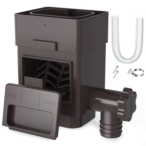 Anivia Rainwater Collection System Downspout Diverter Fits for 2x3 or 3x4 Inch Standard Downspouts Rain Barrel Diverter Kit with Adjustable Valve and Filter. 39 Hose - Brown