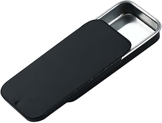 Mini Metal Slide Top Tin Box, Portable Rectangular Sliding Lid Tin Containers Small Boxes for Pills Earring Jewelry Organizer(80x34x10mm,Black)