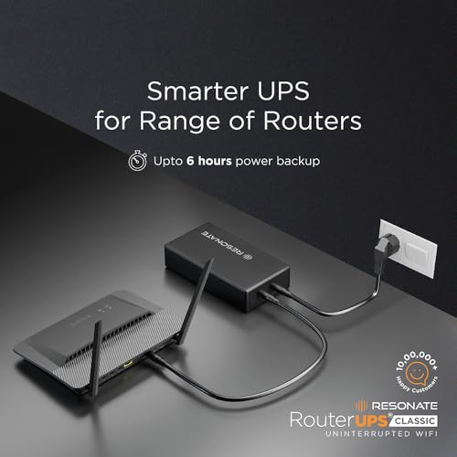 Image of RESONATE Routerups|Dual Band Original Mini UPS for 9V WiFi Routers & Devices (Up to 1A)|Seamless Backup Up to 6 Hours|2X2000Mah Battery, BIS Certified|Compatible with Modems, CCTV, Iot & FTTH Devices