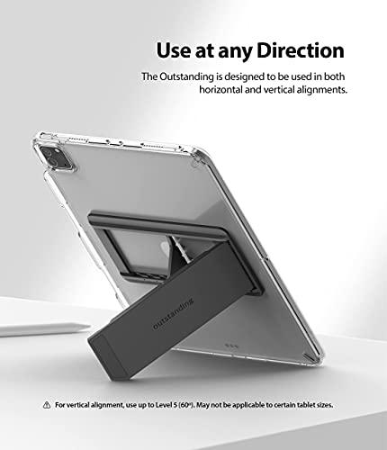 Image of Ringke Outstanding Multi-Angle Adhesive, Tabletop Spring-Action with Non-Slip Pad Stand for Tablets, E-Readers and Phones - Dark Gray
