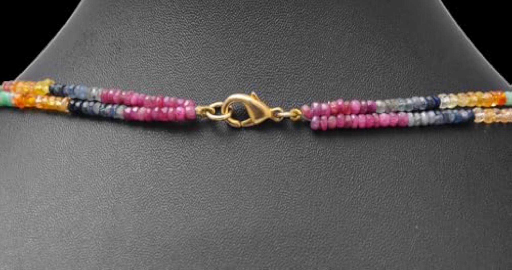 2 Layers of Ruby, Emerald & Sapphire Gemstone Necklace