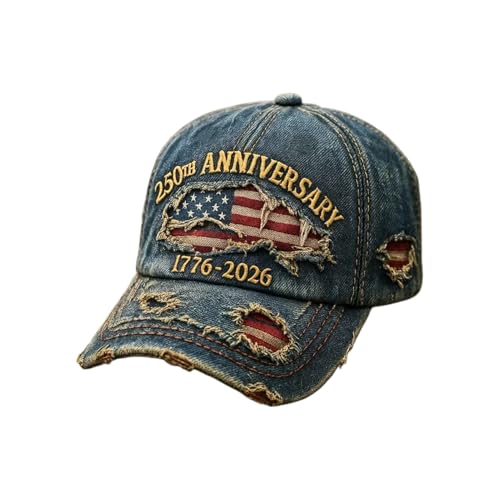 Generisch Gorra de bandera de Estados Unidos, 1776 – 2026, gorras de béisbol vintage, para mujeres, hombres, patriotas, deportes al aire libre, 4 de julio, día de la independencia, desfile de camping
