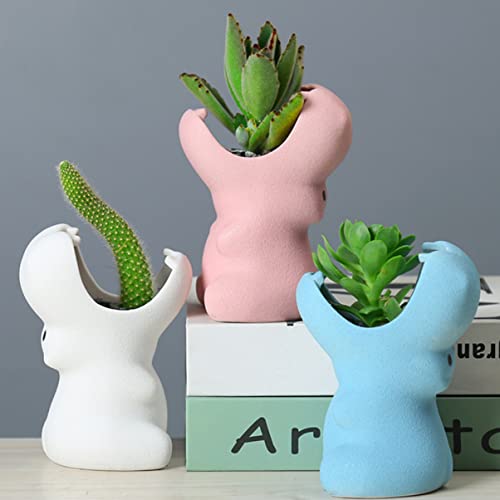 YARNOW 2 Stks Houder Cartoon En Mond Keramiek Decoraties Bonsai Standbeeld Mini Hout Open Drainage Schotel Nordic Houten… - Afbeelding 5