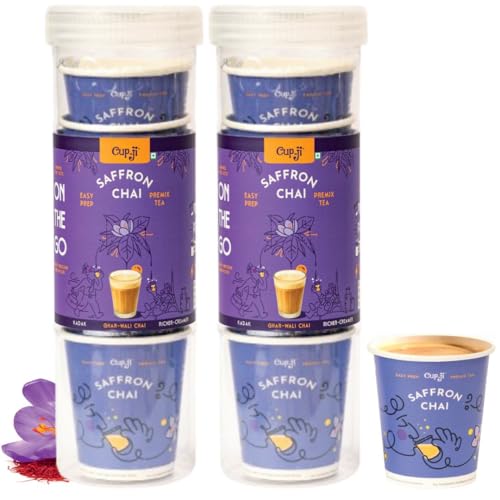 Image of Cup-Ji Saffron Chai Premix Cups | Instant Tea | 14 Cups | Kadak Ghar-Wali | No Added Sugar | Desi Chai | On the Go | Easy Prep | For Office and Travel