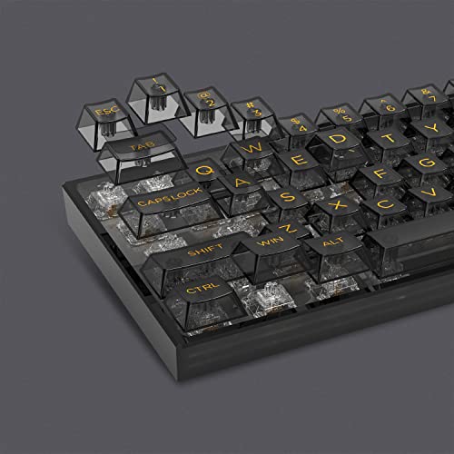 Image of Dagaladoo Crystal Clear Black Ceramic Transparent Keycaps - 75% Shine Through Cherry Profile for MX Switches Gaming Mechanical Keyboard (140 Keys, PC Material)