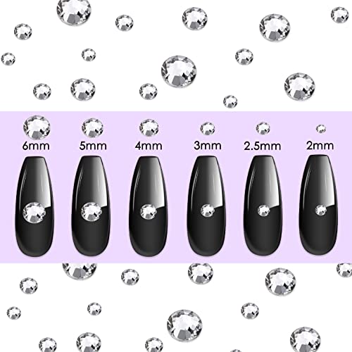 Canvalite 1500PCS Rhinestones Flat Back Gems, Nail Rhinestones Nail Art Gems with Pick Up Tweezers and Rhinestone Picker Dotting Pen, Nail Art Tools for Nails, Clothes, Face, Craft