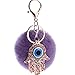 Schlüsselanhänger plüsch Ball glänzend Blaue Augen Hand Strass TaschenanhängerElegant Plüsch-Kugel Auto-Anhänger Pompom Weich Schlüsselring Handtaschenanhänger Dekor bommel Keychain (Hell Violet)