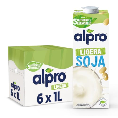 Alpro Bebida Vegetal de Soja Ligera - Pack de 6 x 1L